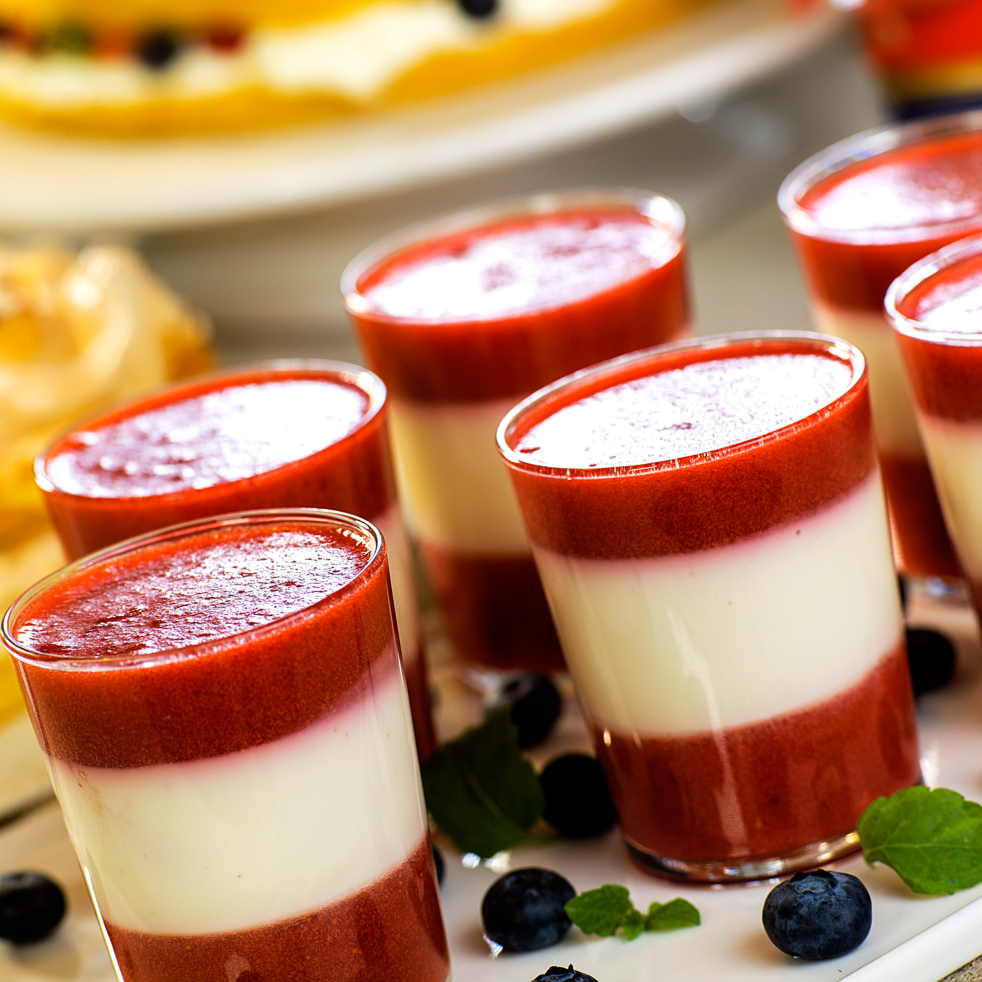 Jordbærgele og panna cotta