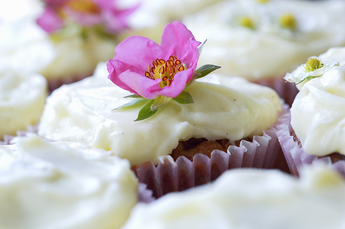 Gulrotkakemuffins med ostekremglasur