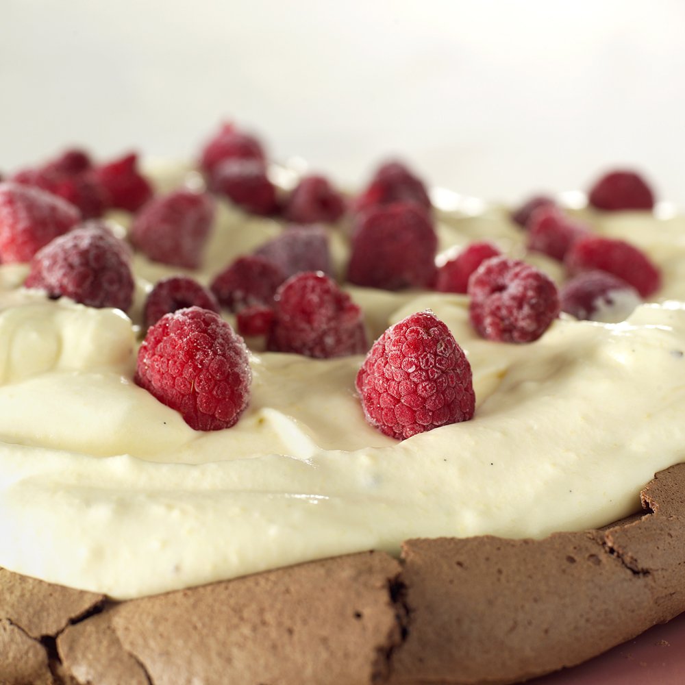 Sjokoladepavlova med vaniljekrem