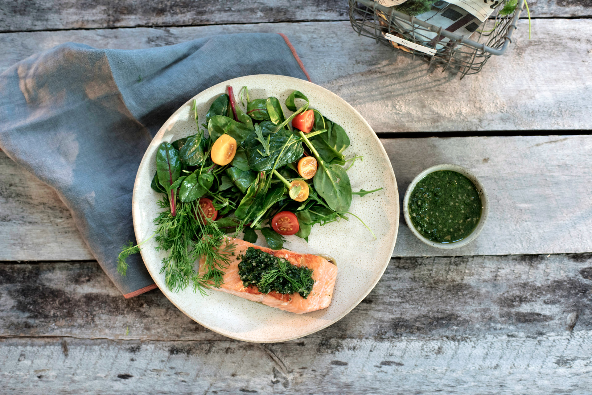 Stekt laks med dillpesto